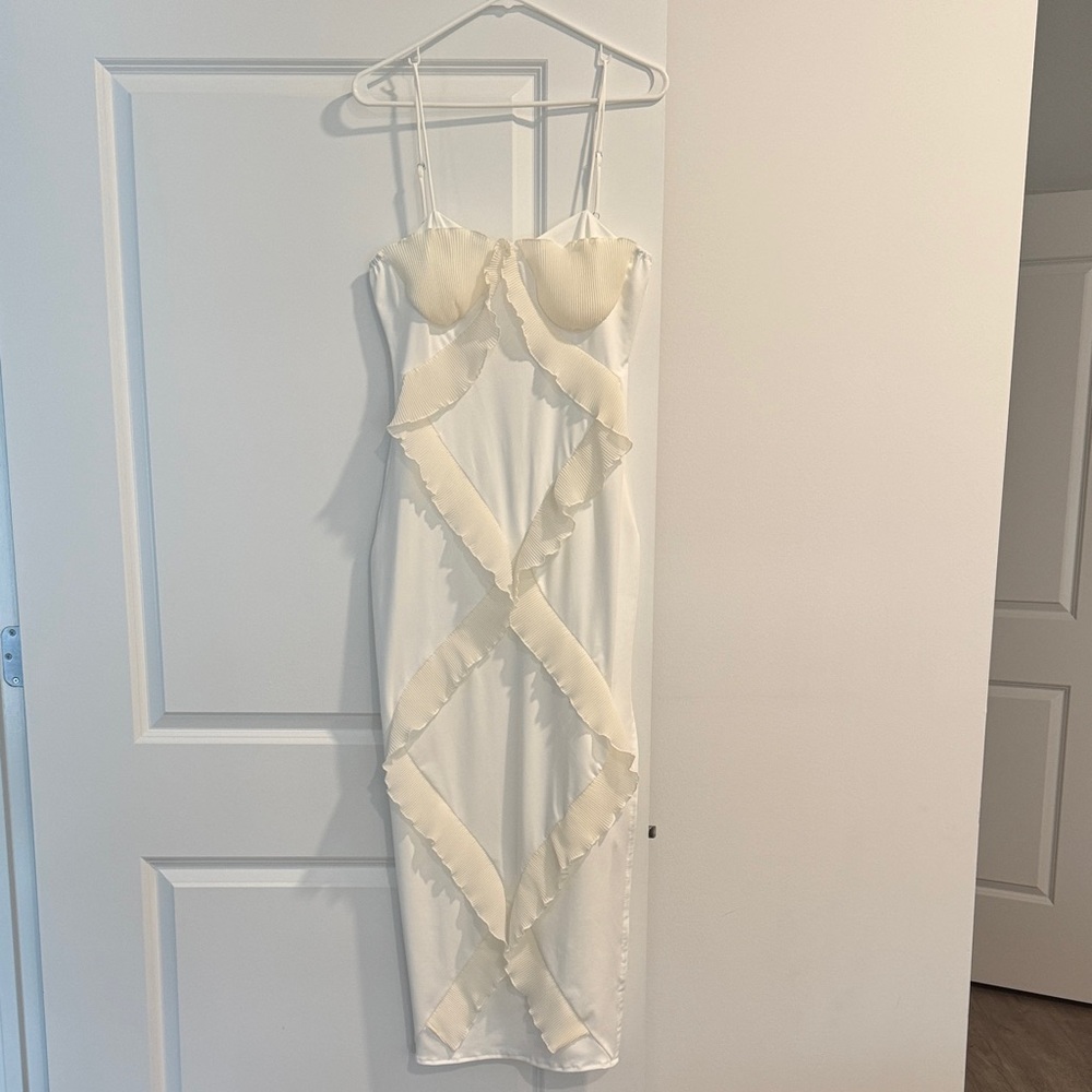 Chic Cream Dress with Ruffle Accents